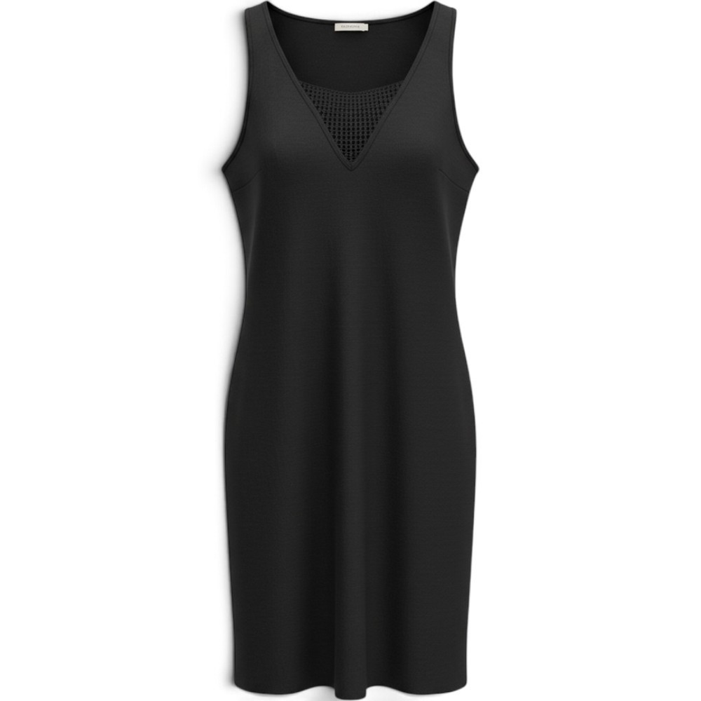 L'AGENCE Dress Womens 2 Black Crochet V-Neck Sleeveless Shift EUC